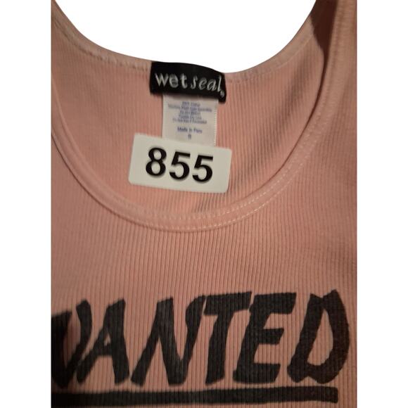 Y2K Wet Seal Women's size Small Grungecore Academia Ribbed Boyfriend Wanted Tank - Picture 8 of 12